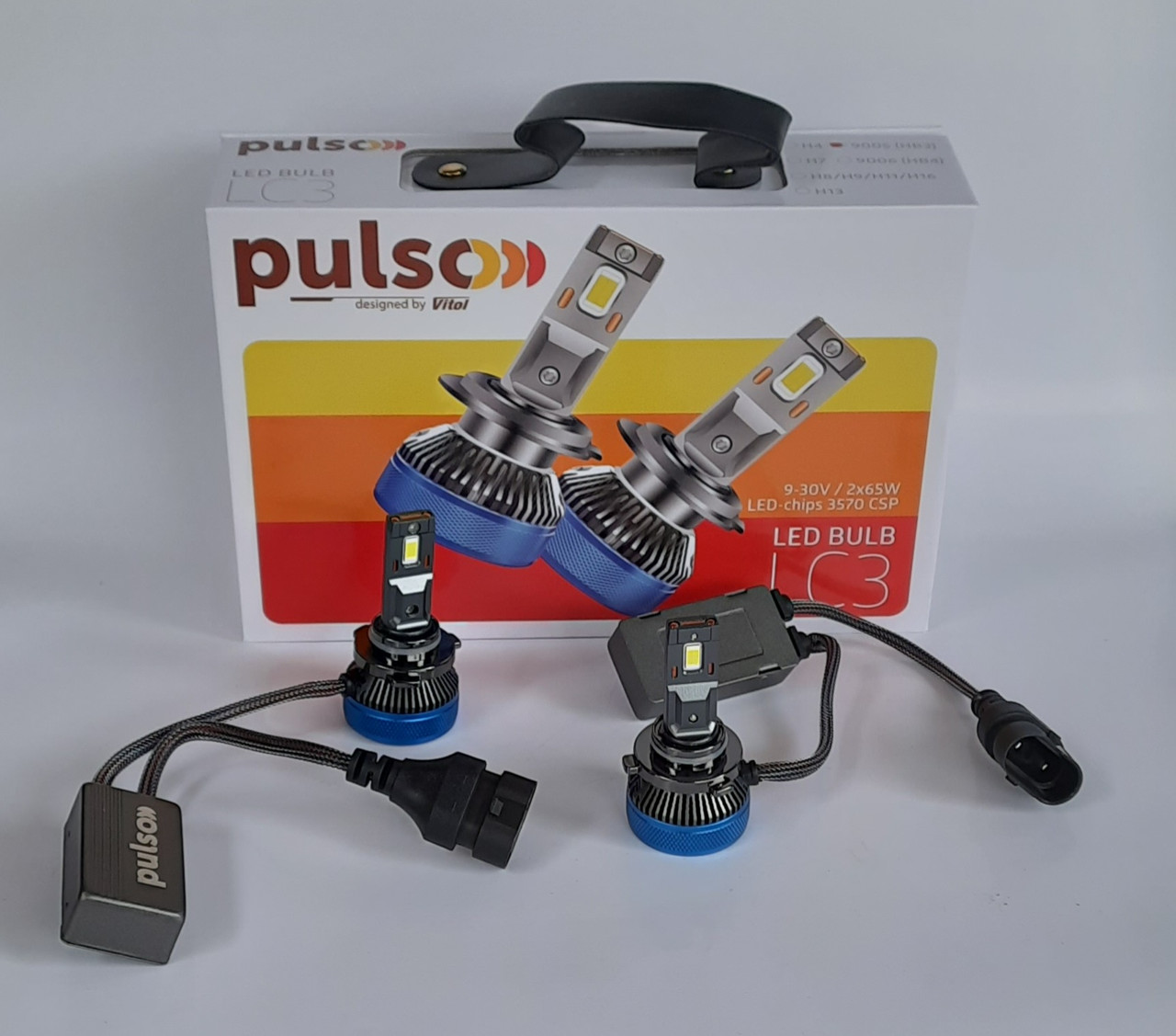 Лампи PULSO LC3 HB3 (9005) LED-chips 3570 CSP 12V 24V. 2*65W 10000Lm 6000k Can