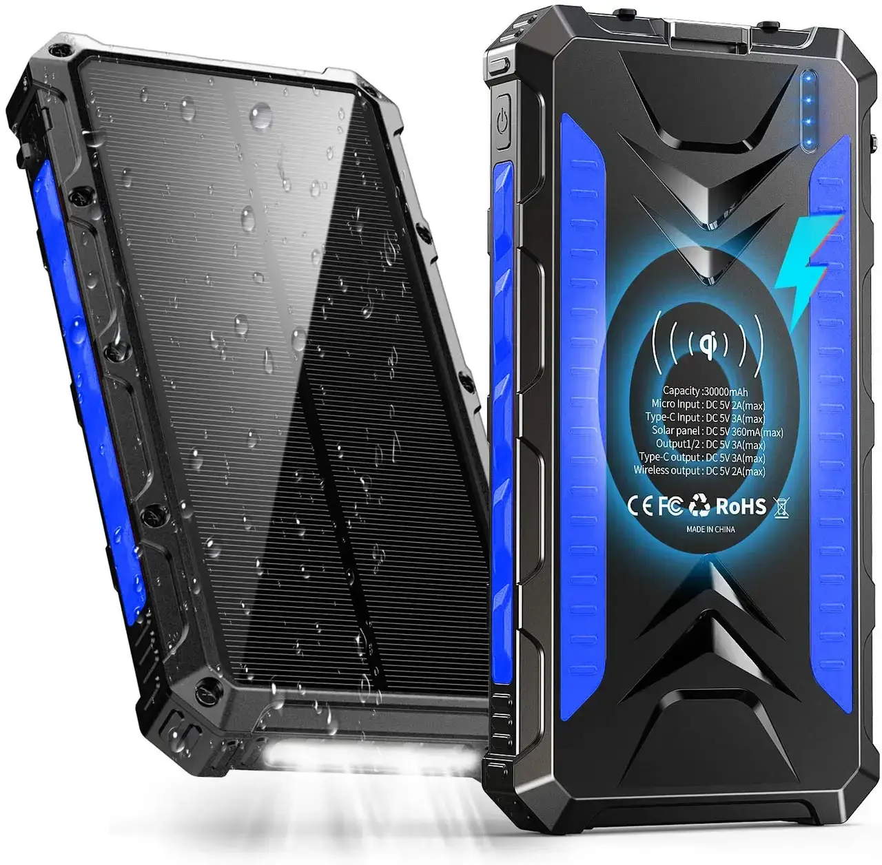 Сонячний зарядний пристрій IBattery S26W 20000mah з ліхтариком та бездротовою зарядкою, фото 1