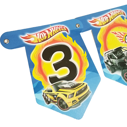 Гірлянда розтяжка паперова Хот Вілс Hot Wheels З Днем Народження, фото 1