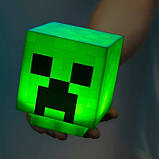 Світильник-нічник Minecraft Charged Creeper Light зі звуком крипера Зелений, фото 3