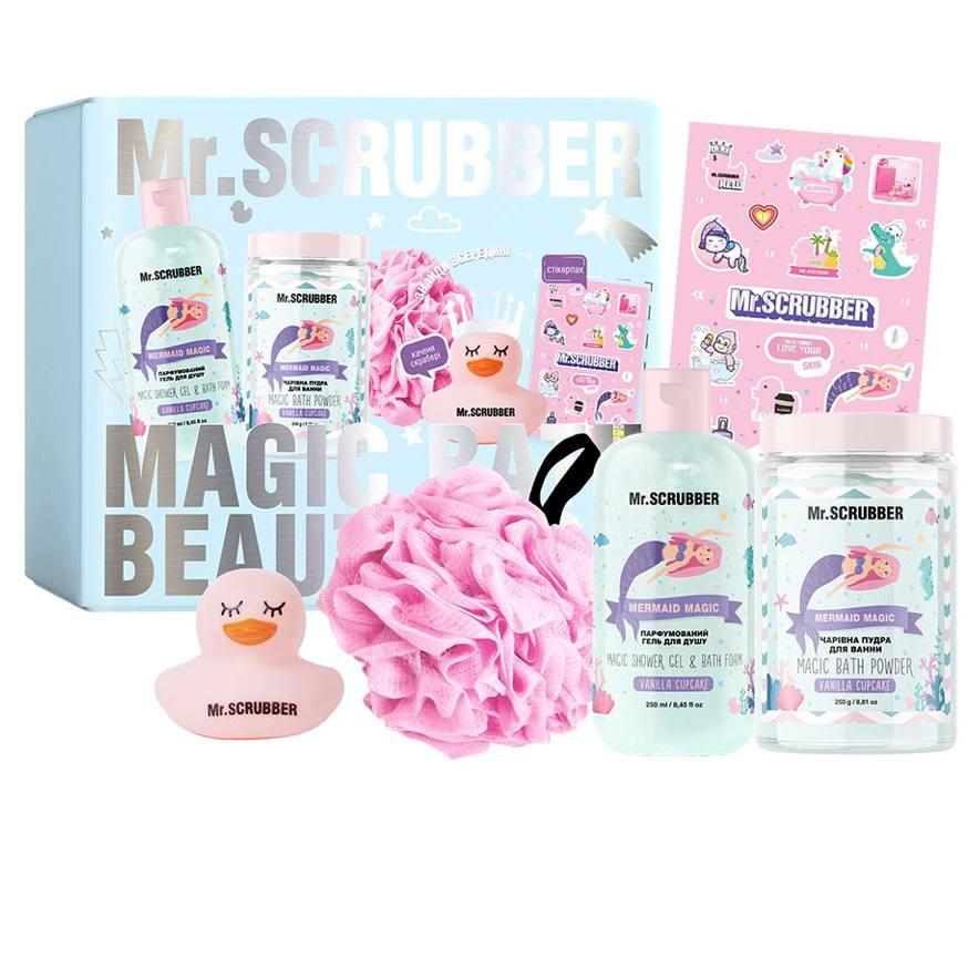 Подарунковий набір Vanilla Cupcake Mr.SCRUBBER (гель для душу, пудра для ванни, мочалка, каченя, стікерпак), фото 1