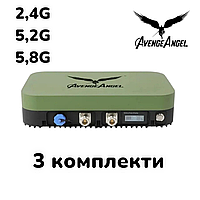 3 Комплекта: антенна трьохдиапазонная AVENGER Booster 2.4G/5.8G/5.2G+2кабелі по20м.RG-8 N-Type–QMA
