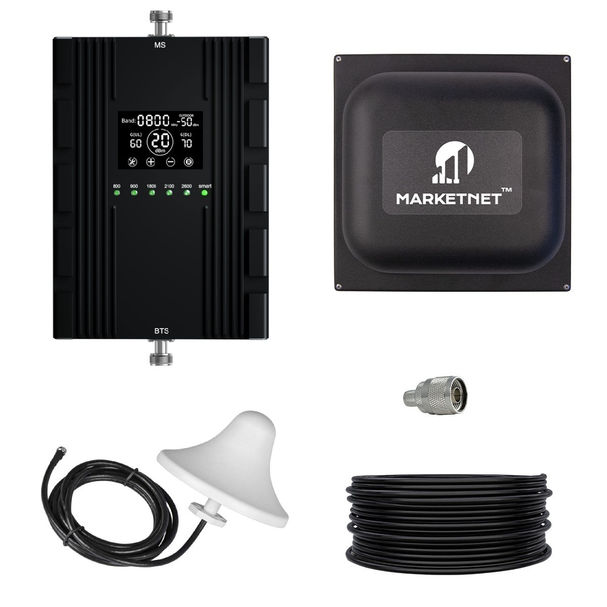 Комплект GSM Репітер 800/900/1800/2100/2600 МГц Lintratek AA20 з антеною Marketnet Square 19 дБ