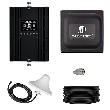 Комплект Репітер 5 діапазон 800/900/1800/2100/2600 МГц Lintratek AA20 з антеною Marketnet Square 19 дБ, фото 1