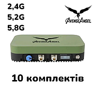 10 Комплектов: антенна трьохдиапазонная AVENGER Booster 2.4G/5.8G/5.2G+2кабелі по20 м.RG-8 N-Type–QMA