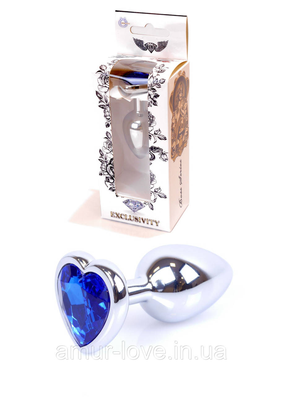 Анальний корок Silver Heart PLUG-Dark Blue, фото 1