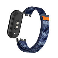 Ремінець для фітнес-браслету Mi Band 8,9,10 нейлоновий синій камуфляжний, фото 2