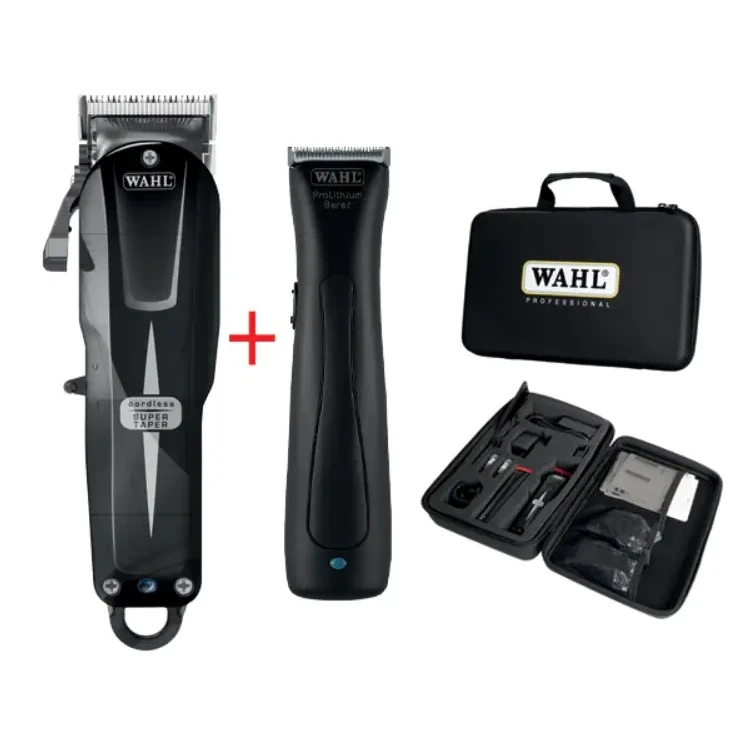 Набір машинок в кейсі Wahl Cordless Combo Super Taper Cordless Black + Beret Stealth (08592-017)