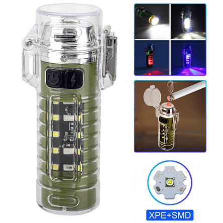 Ліхтар запальничка MULTIFUNCTIONAL 8811-XPE+SMD(white+red+RGB), Li-Ion аккум., ЗУ Type-C, фото 1