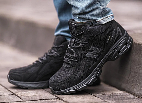 Чоловічі зимові кросівки з хутром New Balance 740 Gore-tex Black чорні водонепроникні, фото 1
