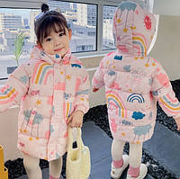 Пальто єврозима для дівчинки рожеве 10637, Розмір 100