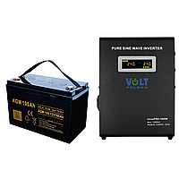 Комплект резервного живлення Інвертор Volt Polska SINUS PRO 800W та Акумулятор VOLT AGM 100Ah