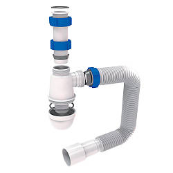 Сифон для раковини без випуску з гнучким відведенням 11⁄4" × Ø 32/50 мм TAU (9841756)