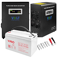 Комплект резервного живлення: інвертор Volt Polska SINUS PRO 500 E та акумулятор Green Cell AGM VRLA 75Ah
