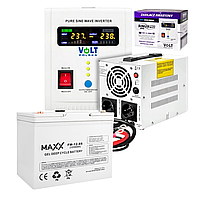 Комплект резервного живлення: інвертор Volt Polska SINUS PRO 500 E та акумулятор 4SUN MAXX GEL 85Ah (3SP050012E