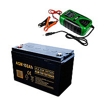 Акумулятор VOLT AGM VRLA 100Ah 12V + Зарядка для АКБ 12V 8A LCD (100V8A)