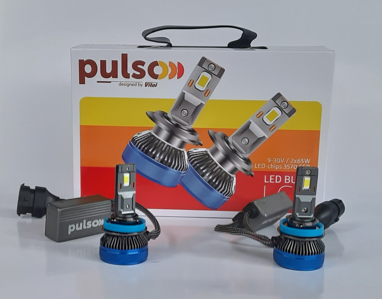 Лампи PULSO LC3 H11 (H8, H9, H16) LED-chips 3570 CSP 12V 24V. 2*65W 10000Lm 6000k Can