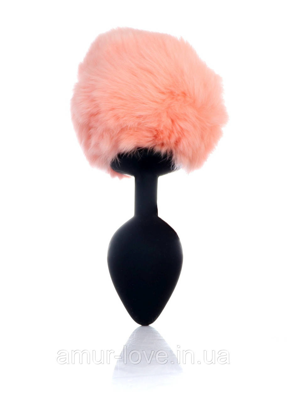 Анальний корок Jewellery Silicon PLUG — Bunny Tail — Black-Peach