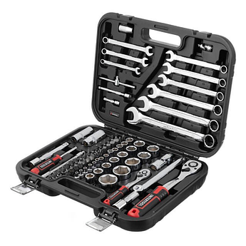 Професійний набір інструментів INTERTOOL ET-8082 з головками 1/2" та 1/4", ящик інструментів 82 предмети Cr-V STORM