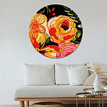 Набір для творчості вініл за номерами 30*30 "Рожево-жовті квіти" NoGP-11, підставка, Strateg