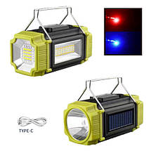 Ліхтар переносний LS-228-LED WHITE+RED+BLUE+YELLOW, power bank, Li-Ion акумулятор, сонячна батарея, ЗУ Type-C, фото 5