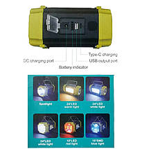 Ліхтар переносний LS-228-LED WHITE+RED+BLUE+YELLOW, power bank, Li-Ion акумулятор, сонячна батарея, ЗУ Type-C, фото 6