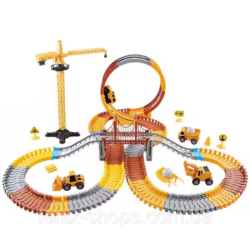 Дитячий автотрек 360 з будівельними машинками Engineering Tracks 204+24 деталі