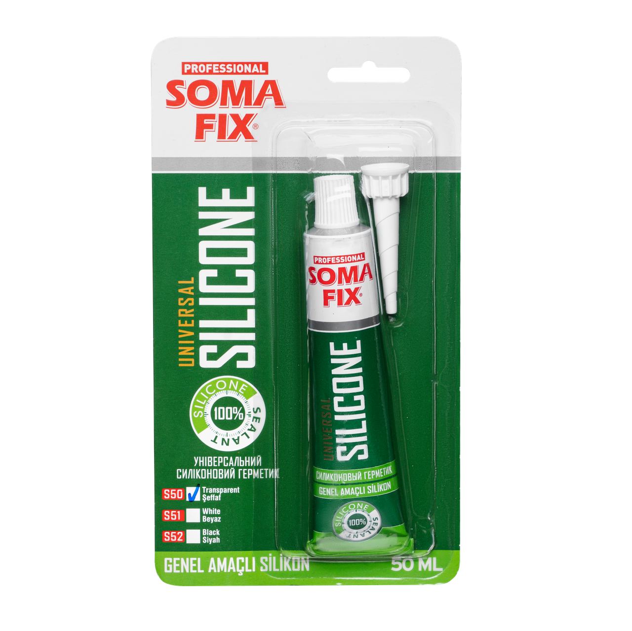 Силікон універсальний у тюбиках 50 мл прозорий SOMA FIX, фото 1