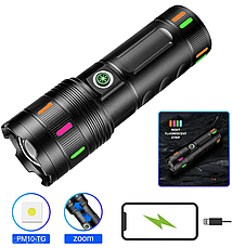 Ліхтар ручний PLD 701-PM10-TG, night vision fluorescence, Li-Ion акум, ЗУ Type-C, індикація заряду, zoom, фото 4