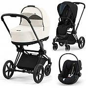 Cybex Priam 4.0 коляска 3 в 1 Off White шасі Matt Black