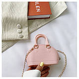 Жіноча маленька сумка 10447 крос-боді на ланцюжку рожева, фото 5
