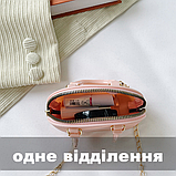 Жіноча маленька сумка 10447 крос-боді на ланцюжку рожева, фото 4
