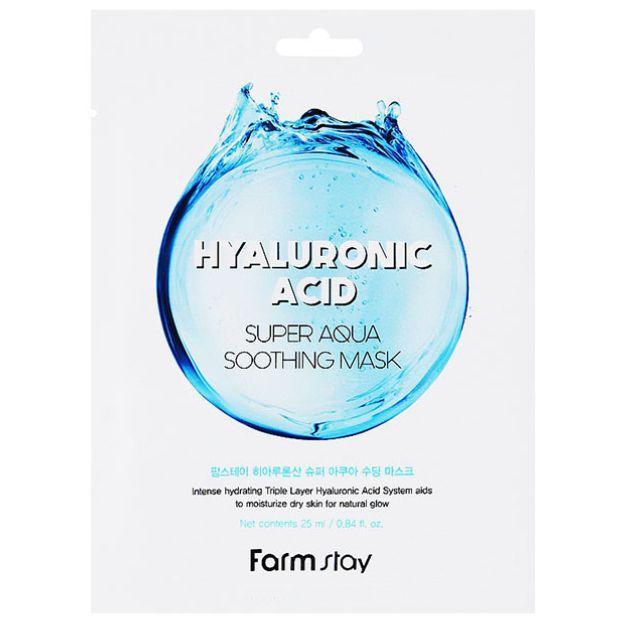 Тканинна маска для обличчя з гіалуроновою кислотою FarmStay Hyaluronic Acid Super Aqua Soothing Mask 25ml, фото 1