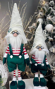 Гном інтерєрний 65см скандинавський зелений в окулярах. Різдряний ельф Скандинавський, санта клаус новорічний