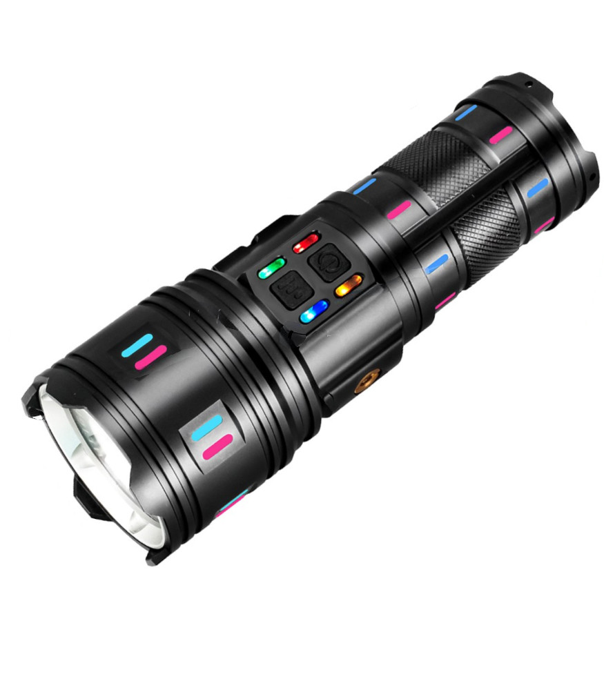 Ліхтар ручний PLD AK177-1 WHITE LASER LED PM60-TG, 4х18650, power bank, індикація заряду, ЗУ Type-C, zoom, 5 фільтрів