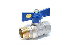 Кран кульовий ГШБ 1/2" (гайка/штуцер/метелик) червоний, синій Valve J.G.