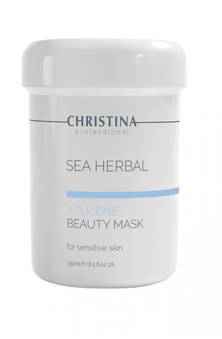 Азуленова маска для чутливої ​​шкіри AZULENE BEAUTY MASK SEA HERBAL CHRISTINA 250 мл заспокійлива, фото 1