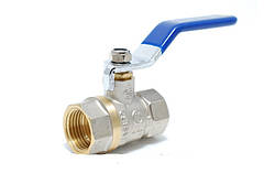 Кран кульовий ГГР 1/2" (гайка/гайка/ручка) червоний, синій Valve J.G.