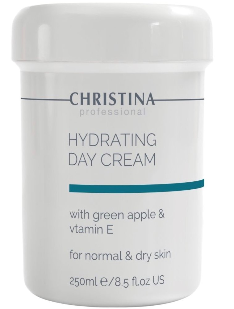 Зволожуючий денний крем HYDRATING DAY CREAM WITH GREEN APPLE CHRISTINA 250 мл для професійного догляду за обличчям, фото 1