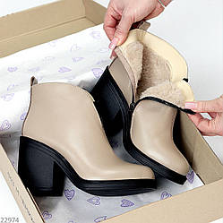 Шикарні черевики ботильйони натуральна шкіра на середньому підборі