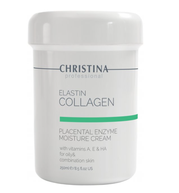 Крем для жирної шкіри PLACENTAL ENZYME MOISTURE CREAM ELASTIN COLLAGEN CHRISTINA плацентарний 250 мл, фото 1