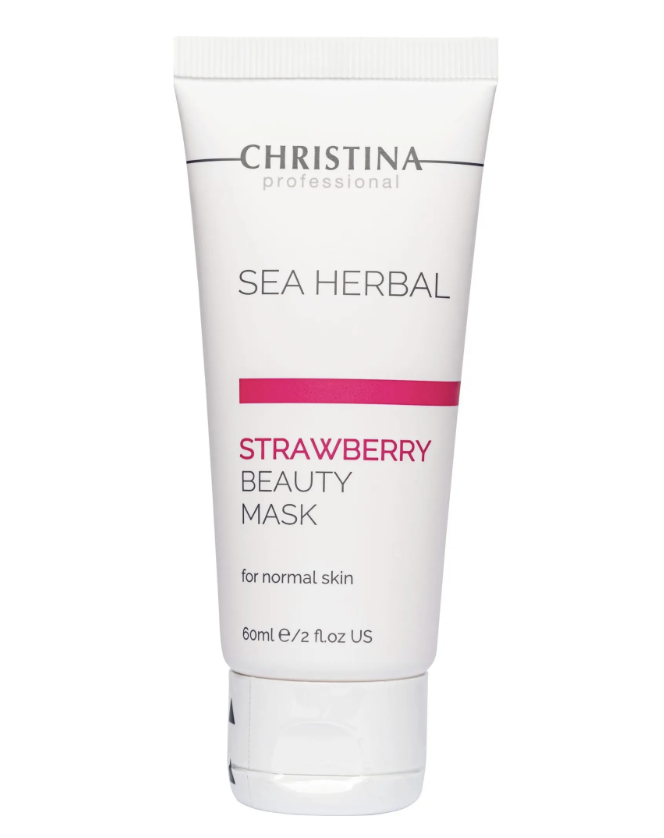 Маска для нормальної шкіри обличчя полунична відновлююча STRAWBERRY BEAUTY MASK SEA HERBAL CHRISTINA 60 мл, фото 1