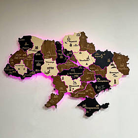 Карта України на стіну ручної роботи, з підсвічуванням, оригінальний подарунок