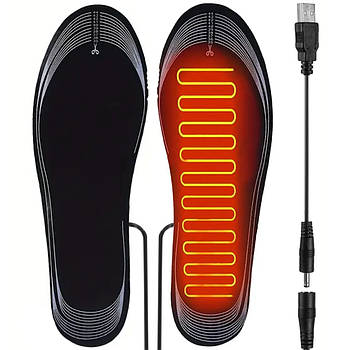 Устілки з підігрівом від USB, до 50°C, Розмір 35-45 / Термоустілки для ніг / Тонкі устілки від повербанка