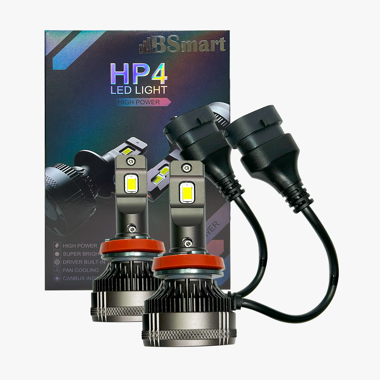 Автолампи LED BSmart HP4 цоколь H11 H8 H9 H16 10000Лм 100Вт 6000K 12В Canbus 50Вт на лампу