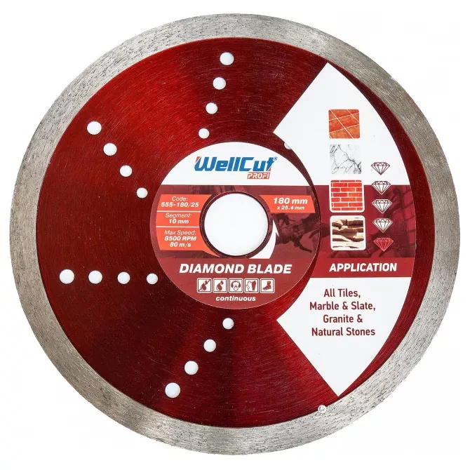Алмазне коло WELLCUT PROFI 180 мм*10 мм*2,2 мм*25,4 мм Плитка