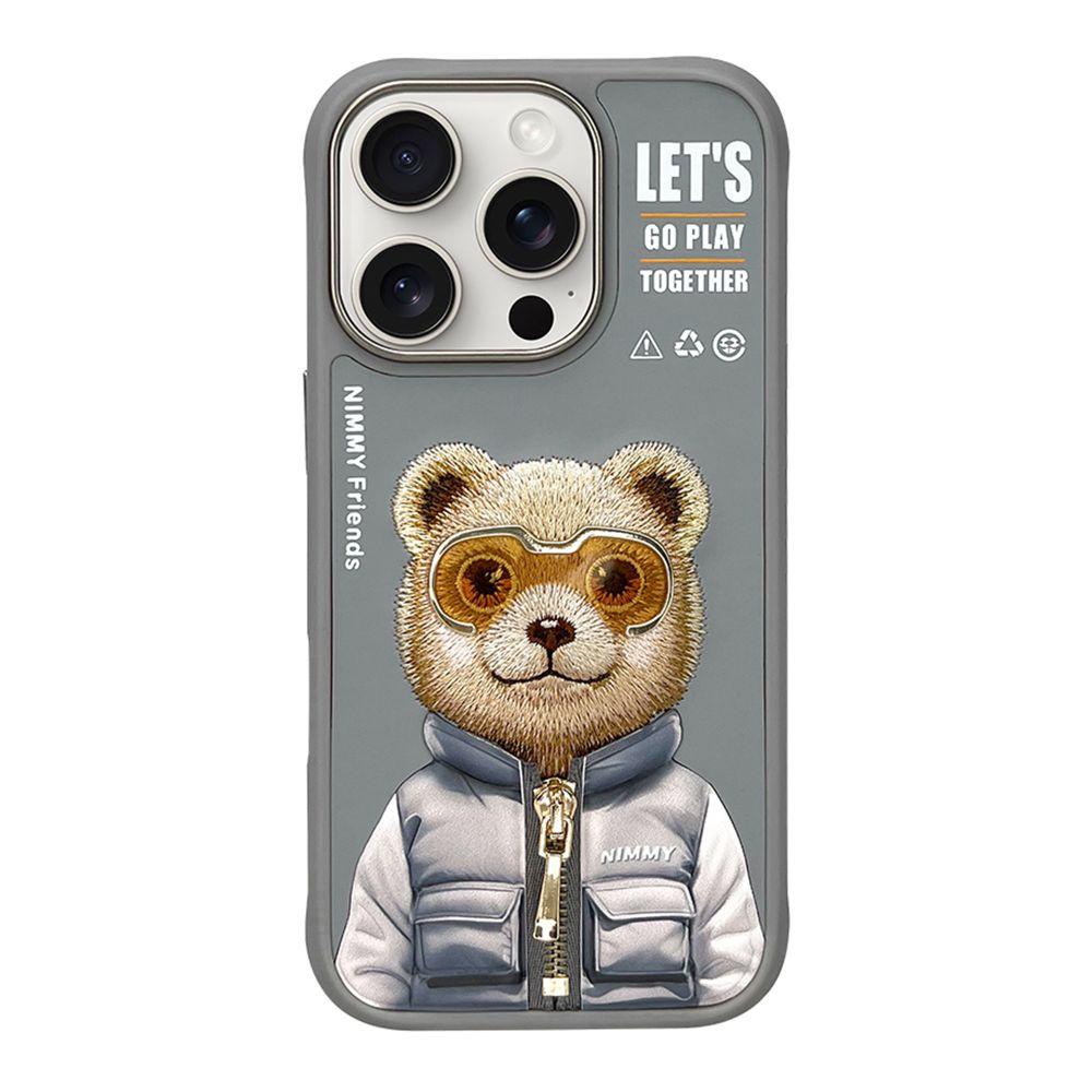 Чохол TPU+PC Nimmy 3D with Metal Buttons для iPhone 16 Pro Колір Bear Grey