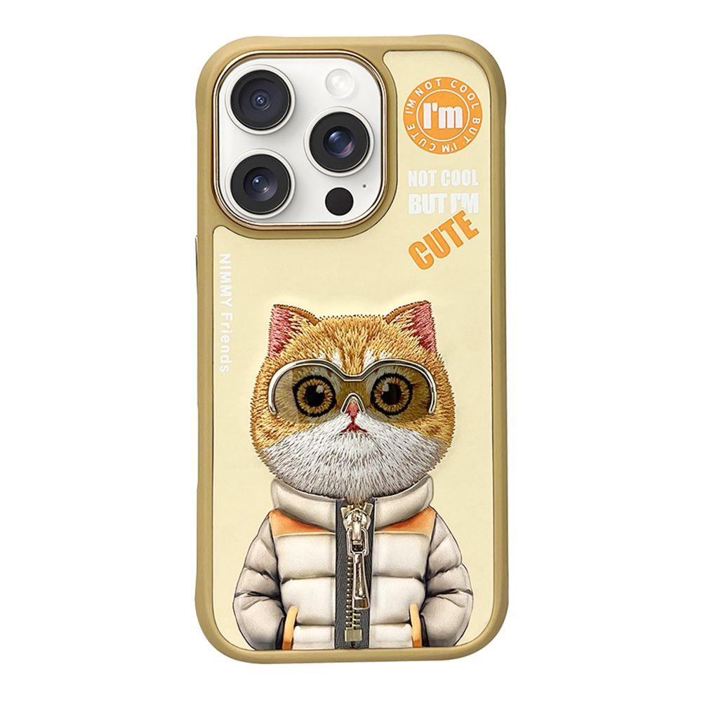 Чохол TPU+PC Nimmy 3D with Metal Buttons для iPhone 16 Pro Колір Cat Khaki