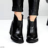 Шикарні чорні черевики ботильйони натуральна шкіра на стійких підборах, фото 7