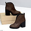 Шикарні черевики ботильйони натуральна вощена шкіра колір Горький Шоколад, фото 4
